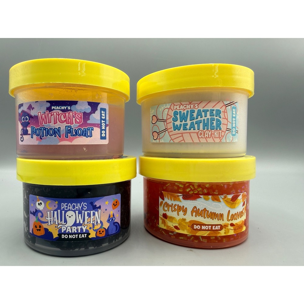 Peachybbies Slime Bundle 4pc Halloween Autumn Witch Potion Sweater Weather Slime